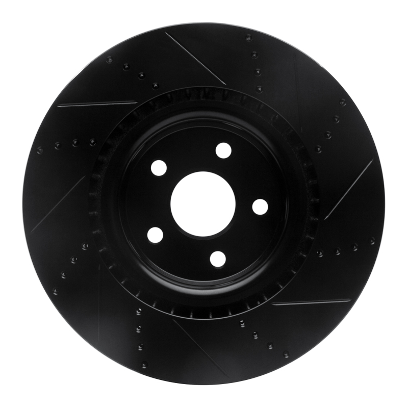Dodge Durango Brake Rotor (1) - Front Left - R1 Concepts - Drilled & Slotted - Black - `12-`25